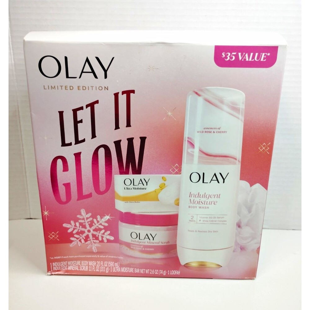 Olay Indulgent Moisture Limited Edition Bath Set Wild Rose & Cherry 26 oz